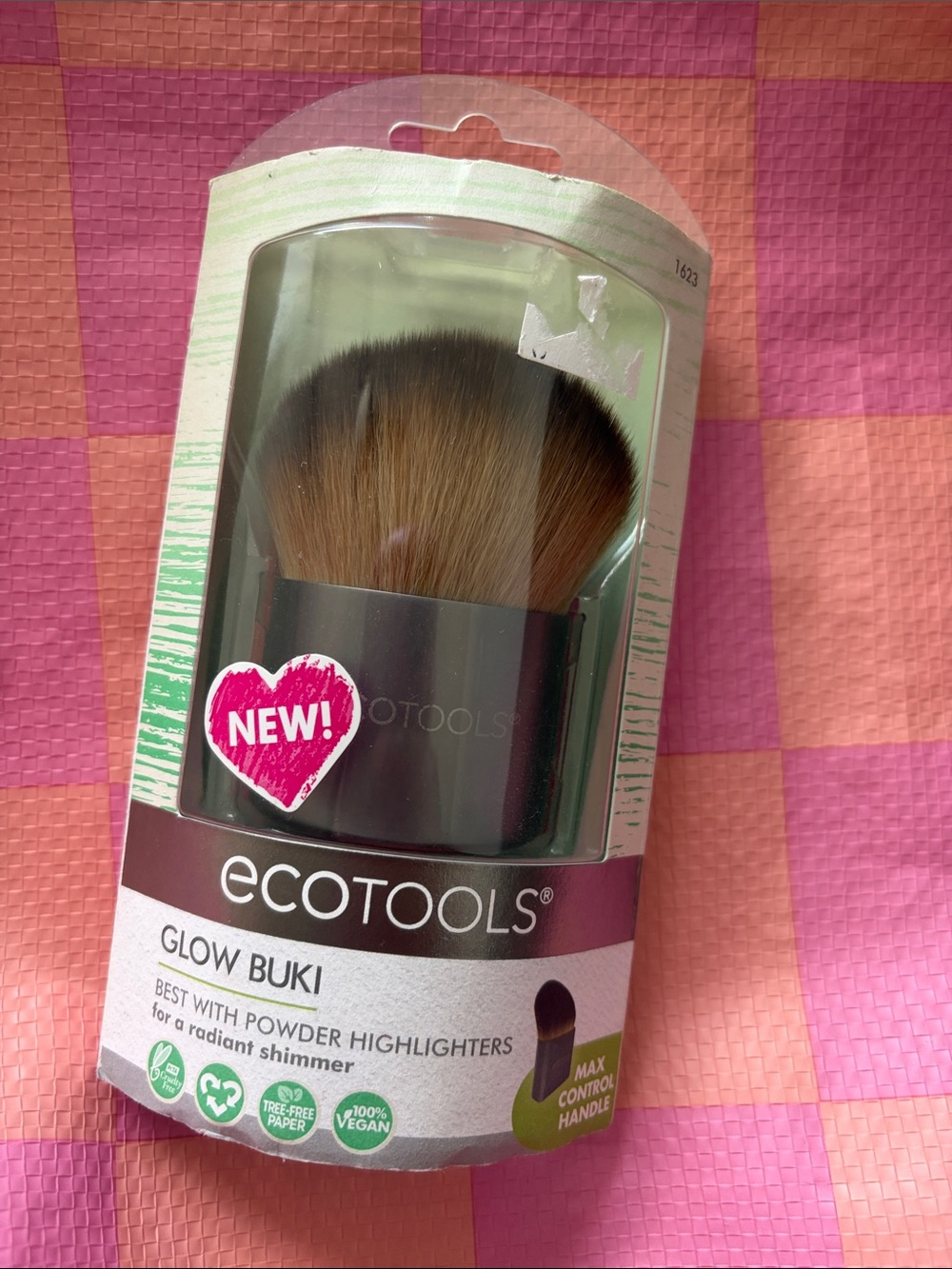 ecotools Brown Bristle Angled Kabuki Brush with Gray Handle